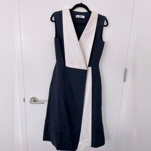 Jil Sander runway black white abstract fleece wool silk dres